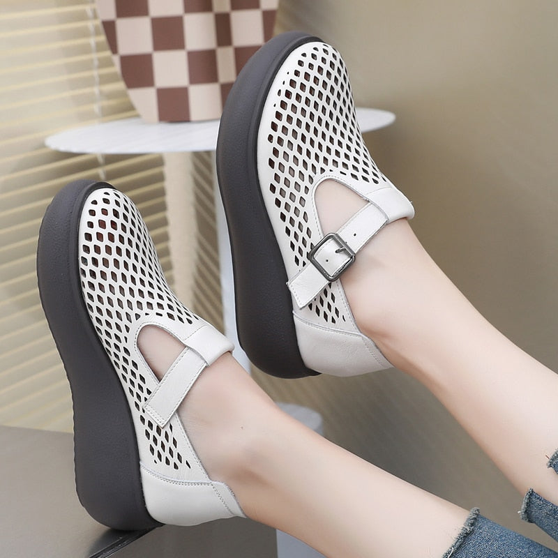 Casual Platform Shoes Color White Size 8 for Women