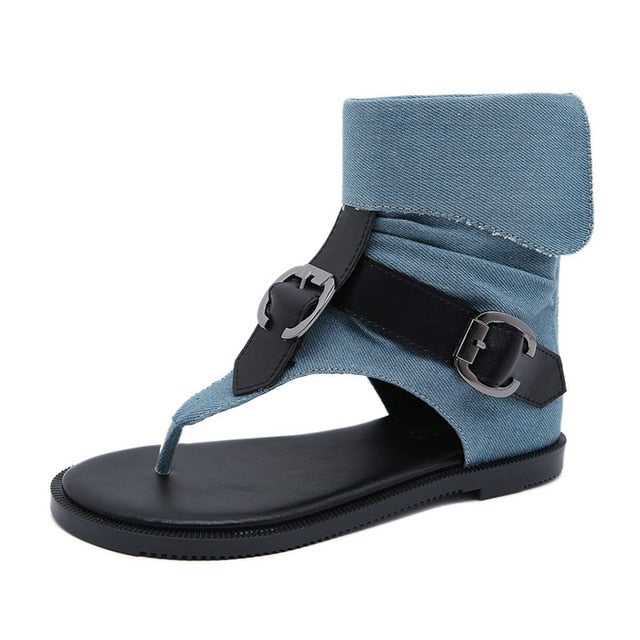 flats sandals color blue size 6 for women