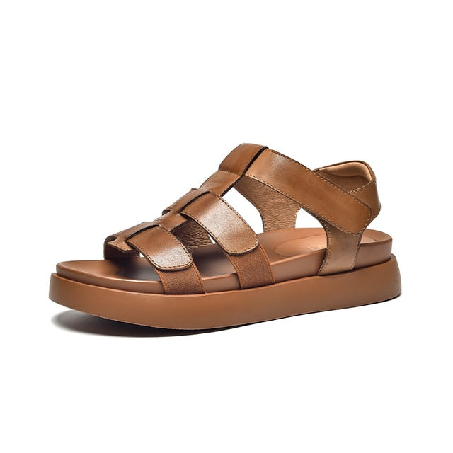 platform sandals color brown size 5 for women