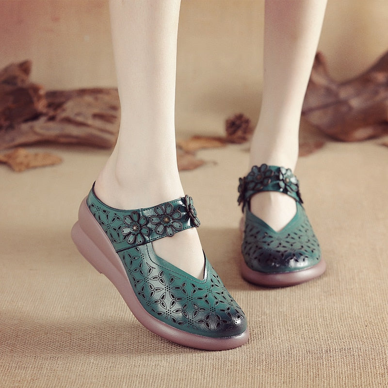 wedges sandal color green size 6 for women