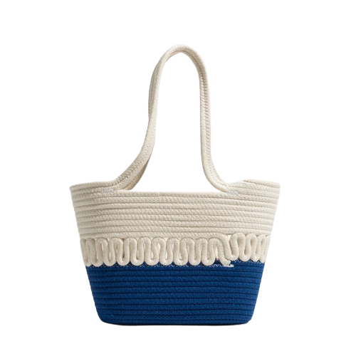 Shoulder Woven Handbag Color Blue Small for Women