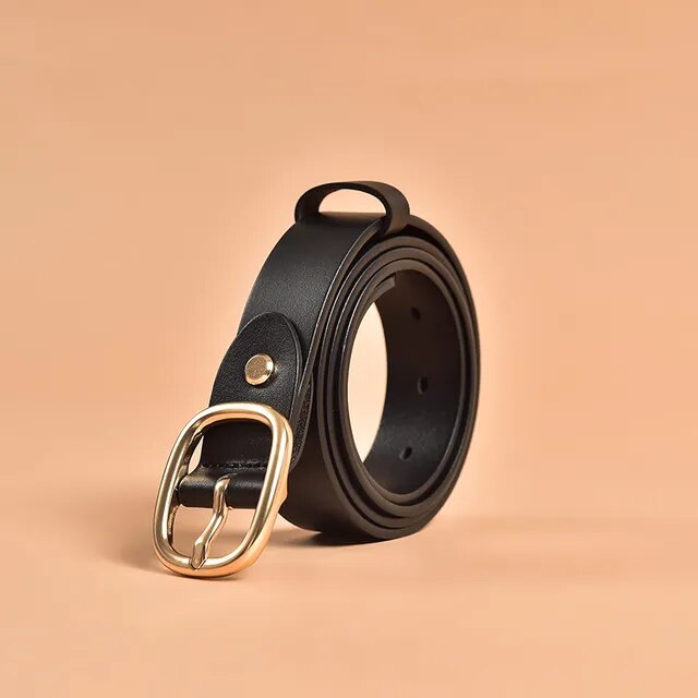 Medium Leather Belt Medium Color Black for Women