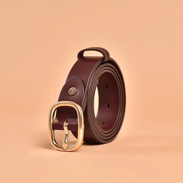 Large Leather Belt Color Coffee for Women