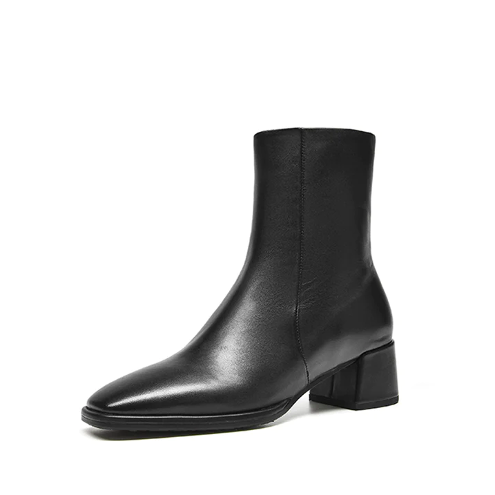 Leather Ankle Boots Color Black Size 6 for Women
