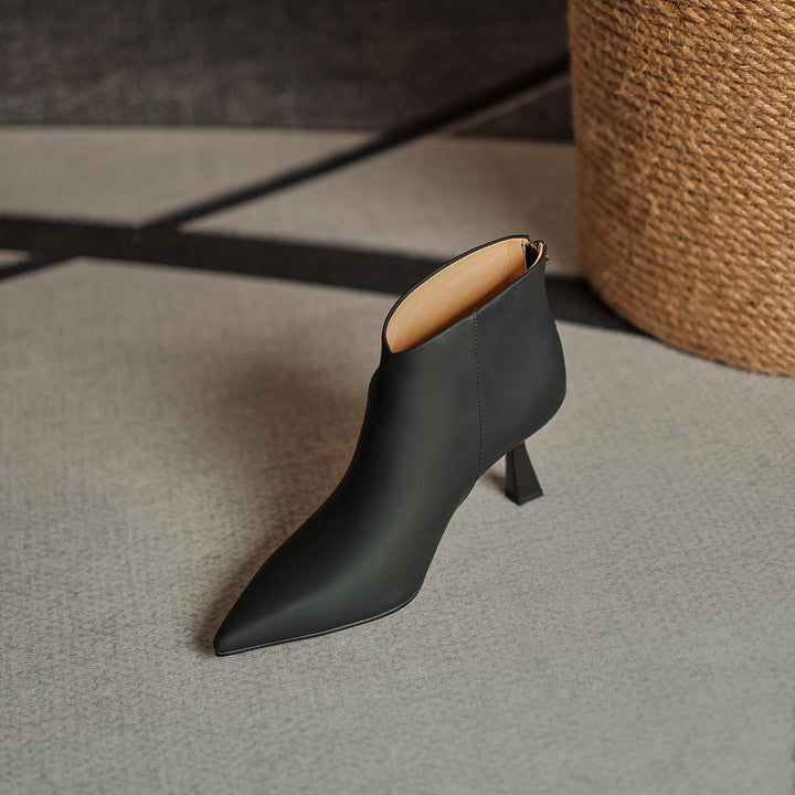 Leather Booties Color Black Size 8 for Women