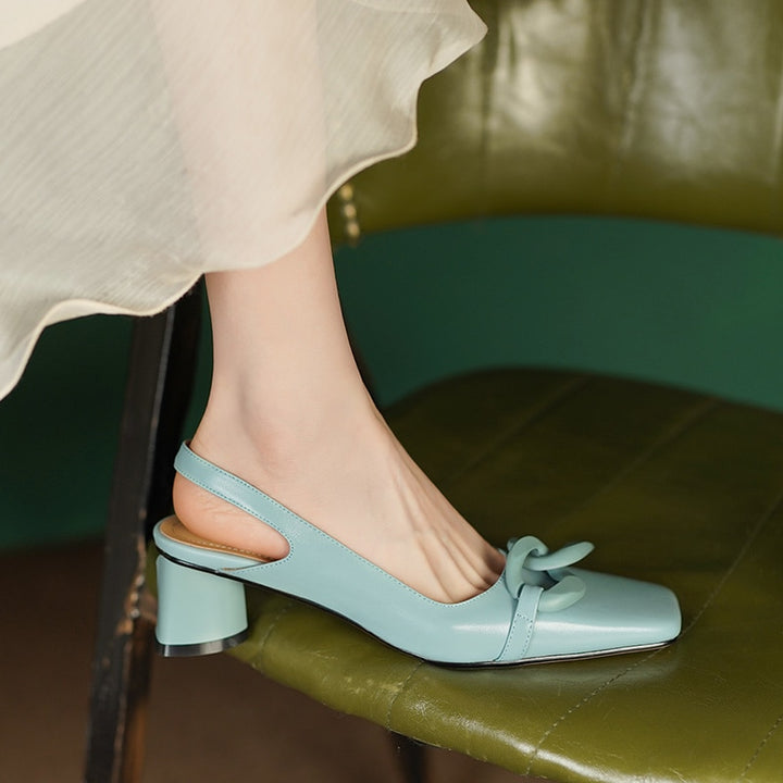 round heel pumps shoes color blue size 5 for women