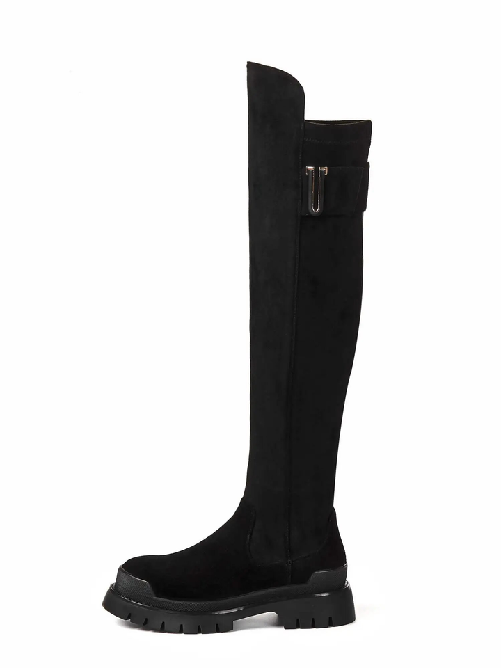 Long Platform Boots Color Black Size 9 for Women