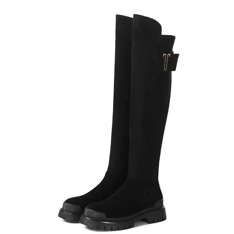 Long Suede Boots Color Black Size 7 for Women