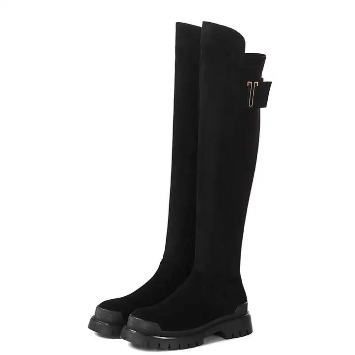 Long Suede Boots Color Black Size 7 for Women