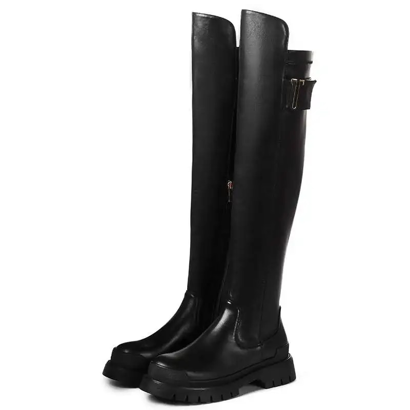Leather Boots Color Black Size 8 for Women