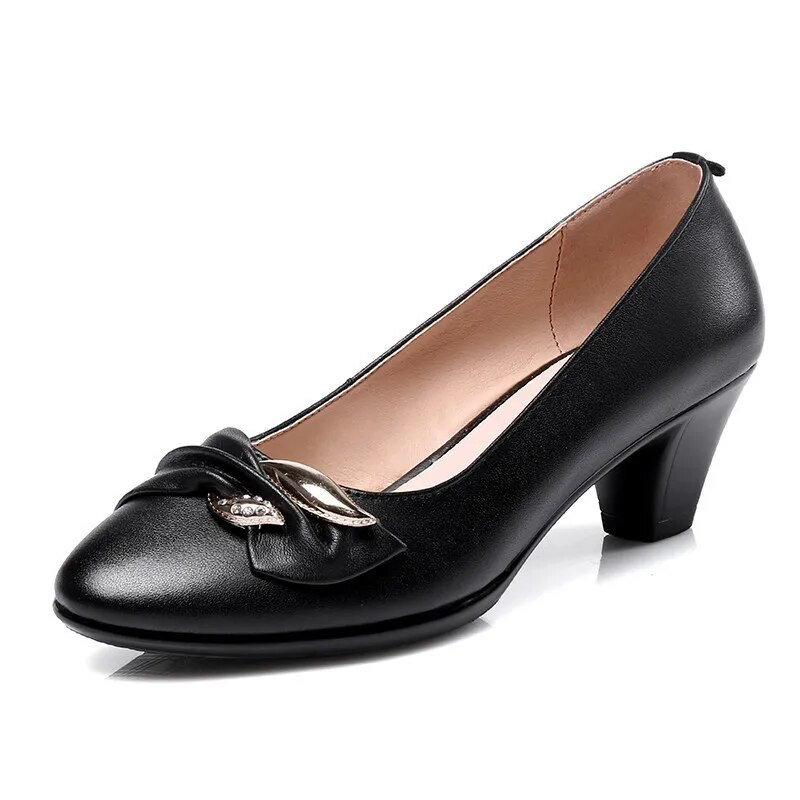  Leather Pump Color Black Size 5.5 for Women