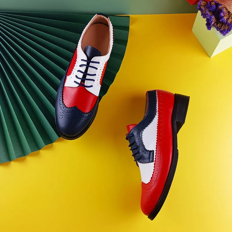 oxfords shoes color red size 8 for women