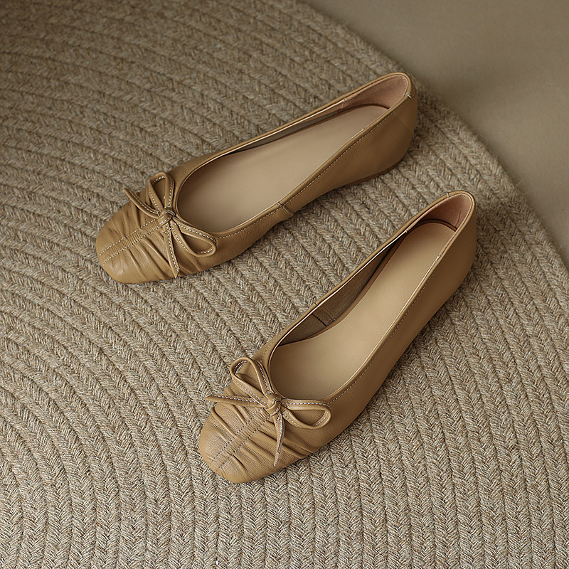 Dress Flat Shoes Color Khaki Size 6 for Women