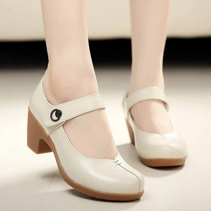 square heel pumps color beige size 6 for women