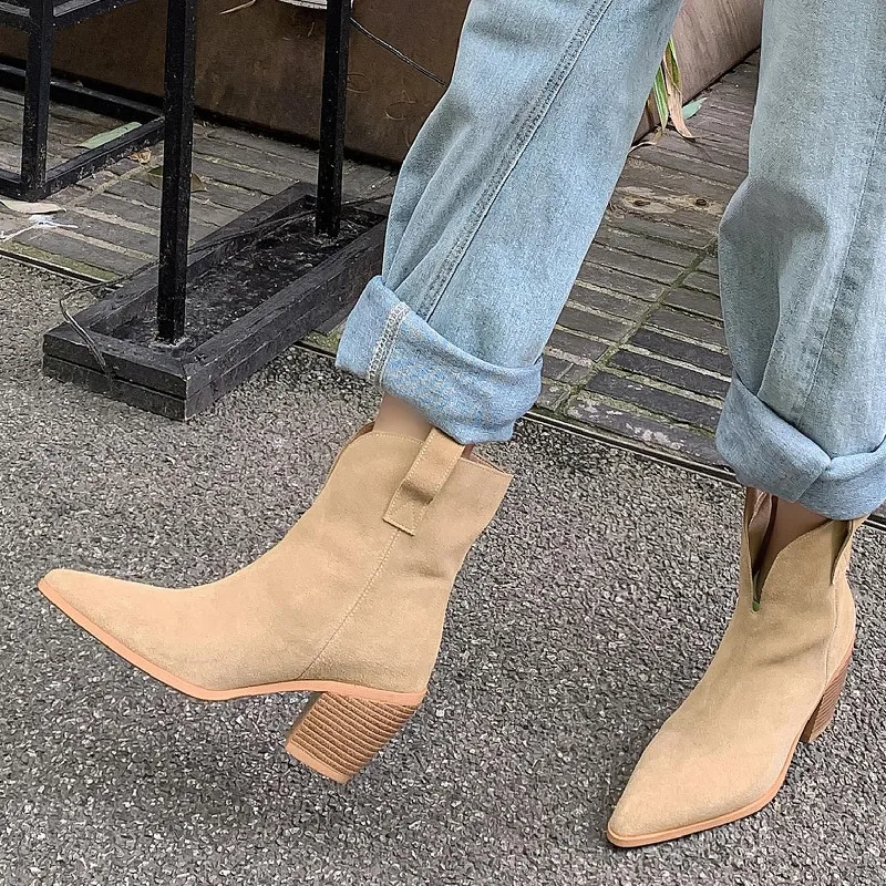 Leather Boots Color Beige Size 7 for Women