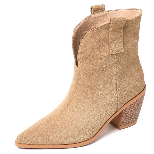 Pointed Toe Boots Color Beige Size 4.5 for Women