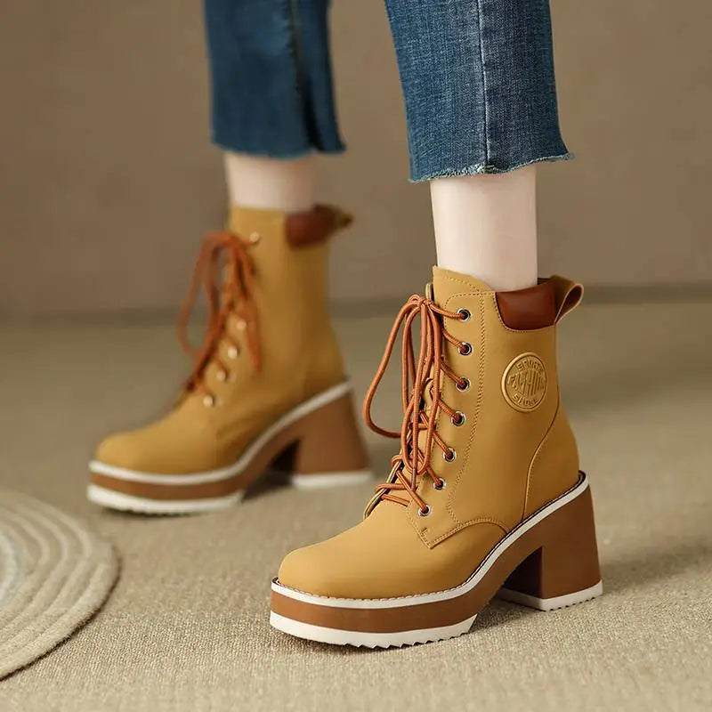 Platform Boots Color Yellow Size 8 for Women