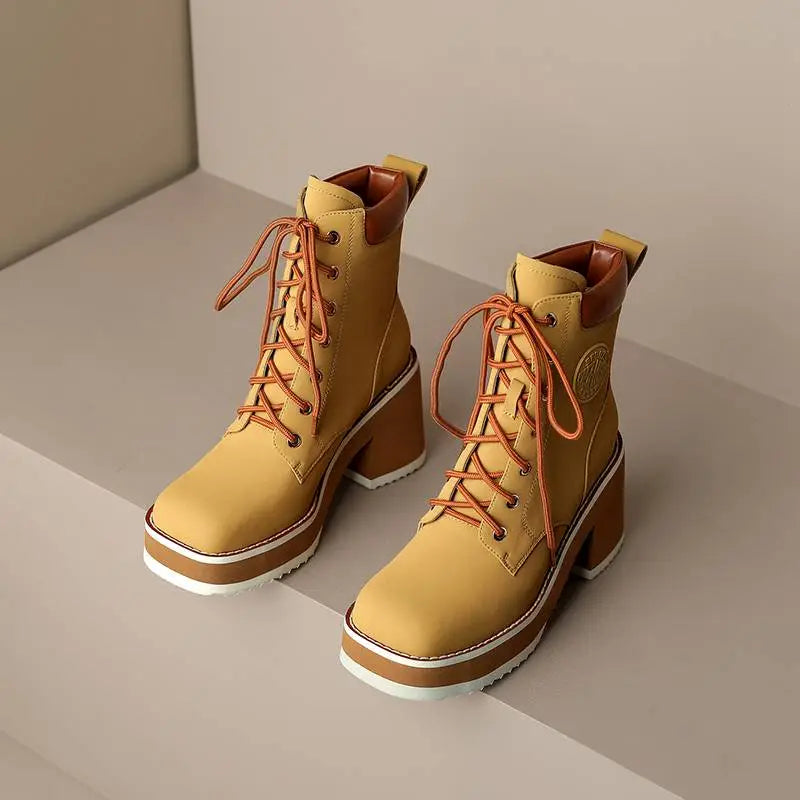 Platform Boots Color Yellow Size 5.5 for Women
