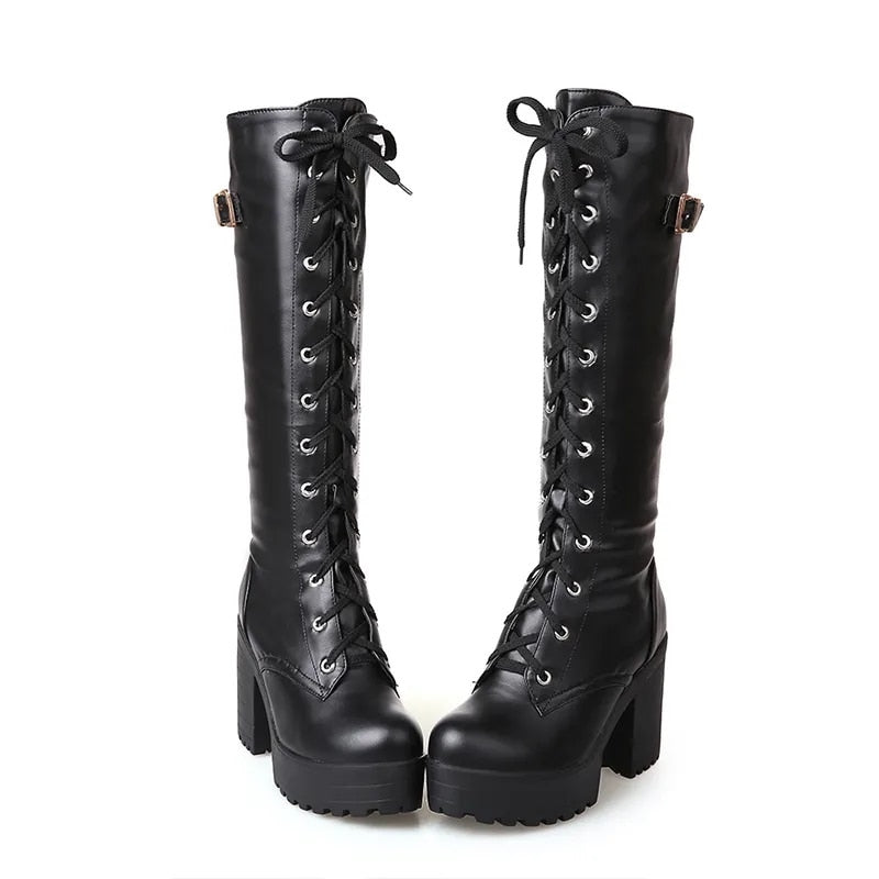 Knee High Boots Color Black Size 10 for Women