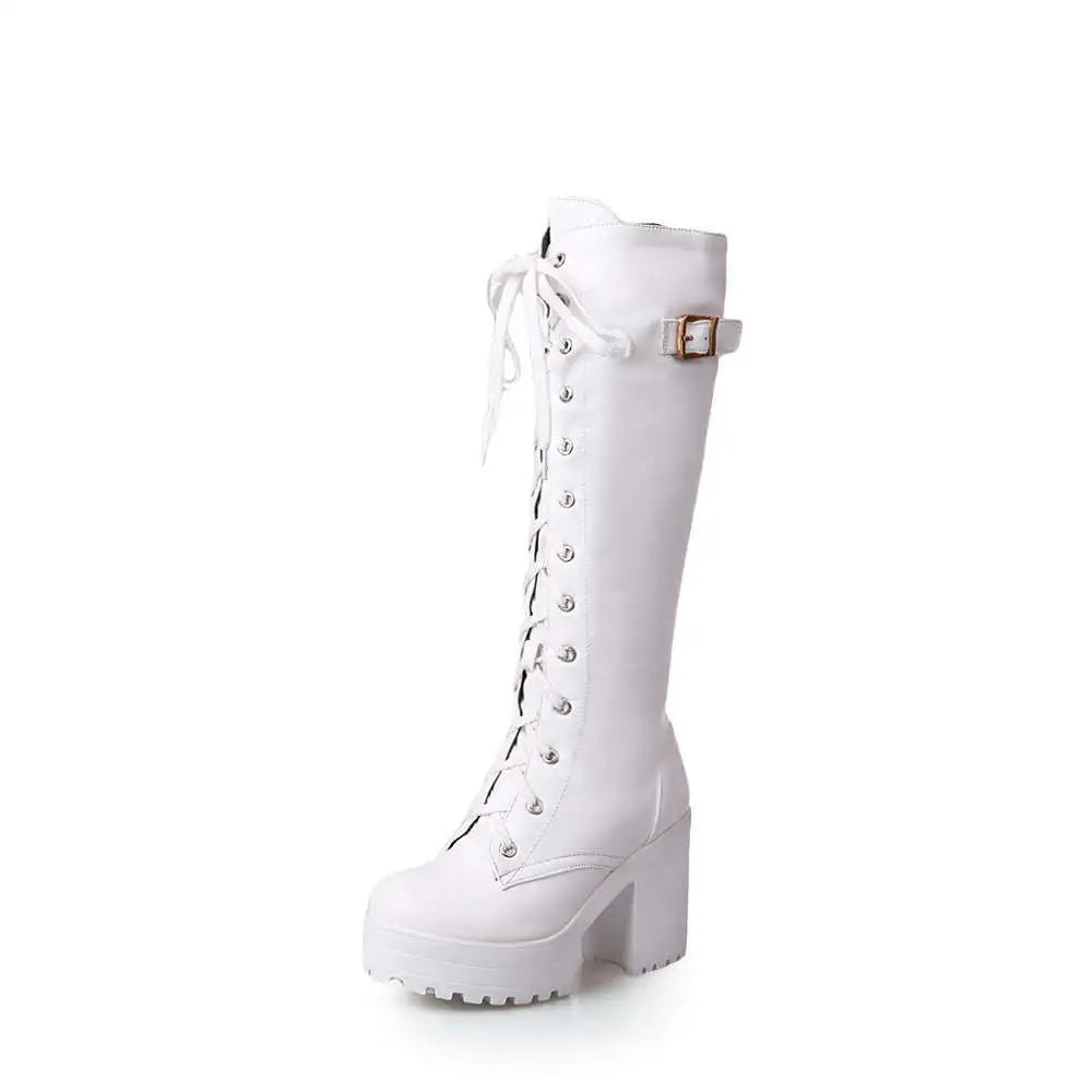 Knee High Boots Color White Size 9 for Women