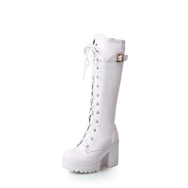 Knee High Boots Color White Size 9 for Women