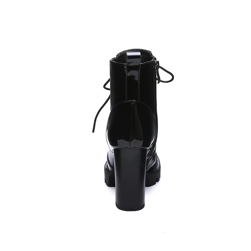 Lace Up Boots Color Black Size 6 for Women