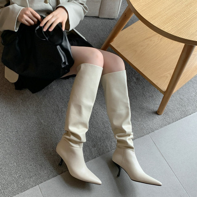 Fall Tall Dress Boots Color Beige Size 9 for Women