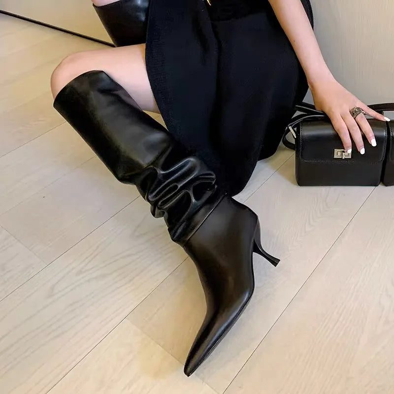  Fall Tall Dress Boots Color Black Size 8 for Women