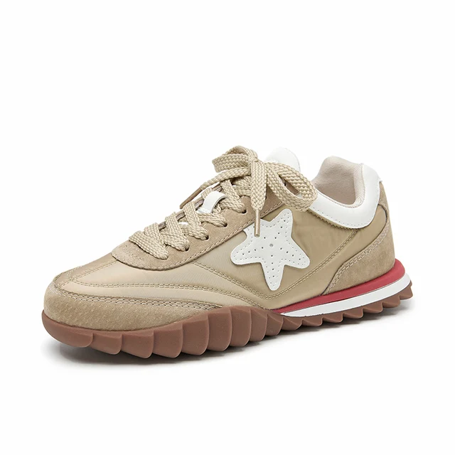 Lace Up Sneaker Color Apricot Size 5.5 for Women