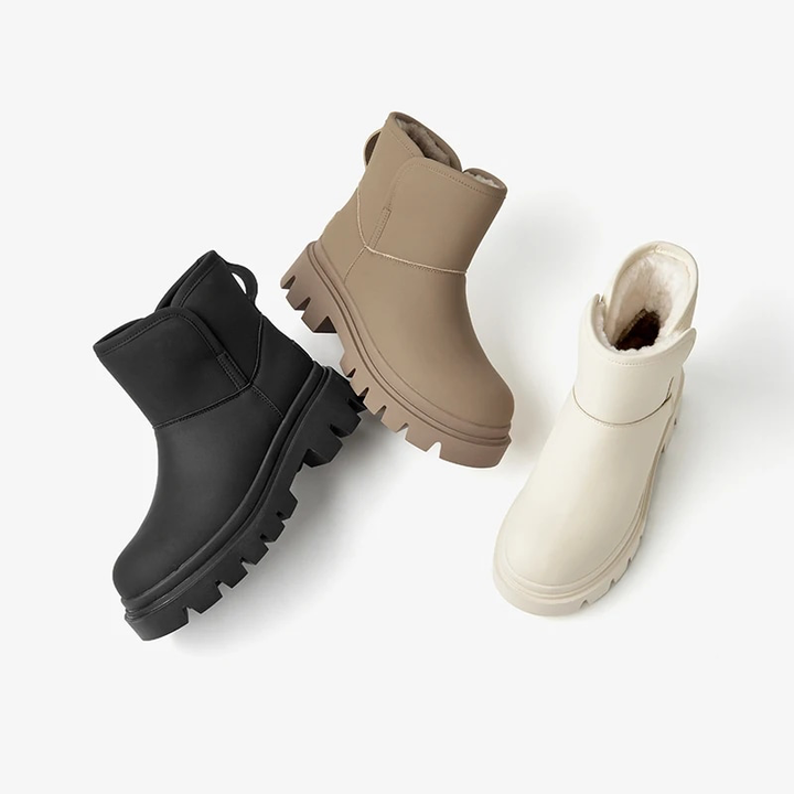 Platform Snow Boots Color Beige Size 8 for Women
