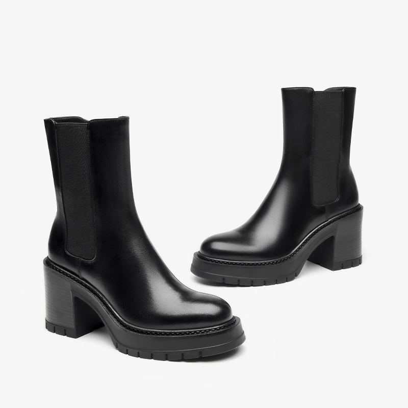 Leather Boots Color Black Size 7 for Women