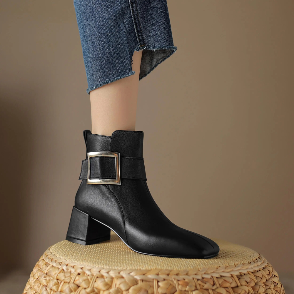 Leather Dress Boots Color Black Size 5.5 for Women