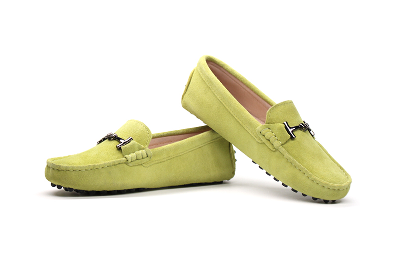 Leather Loafer Shoes Color Green Size 8 for Women