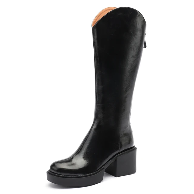 Leather Boots Color Black Size 6 for Women