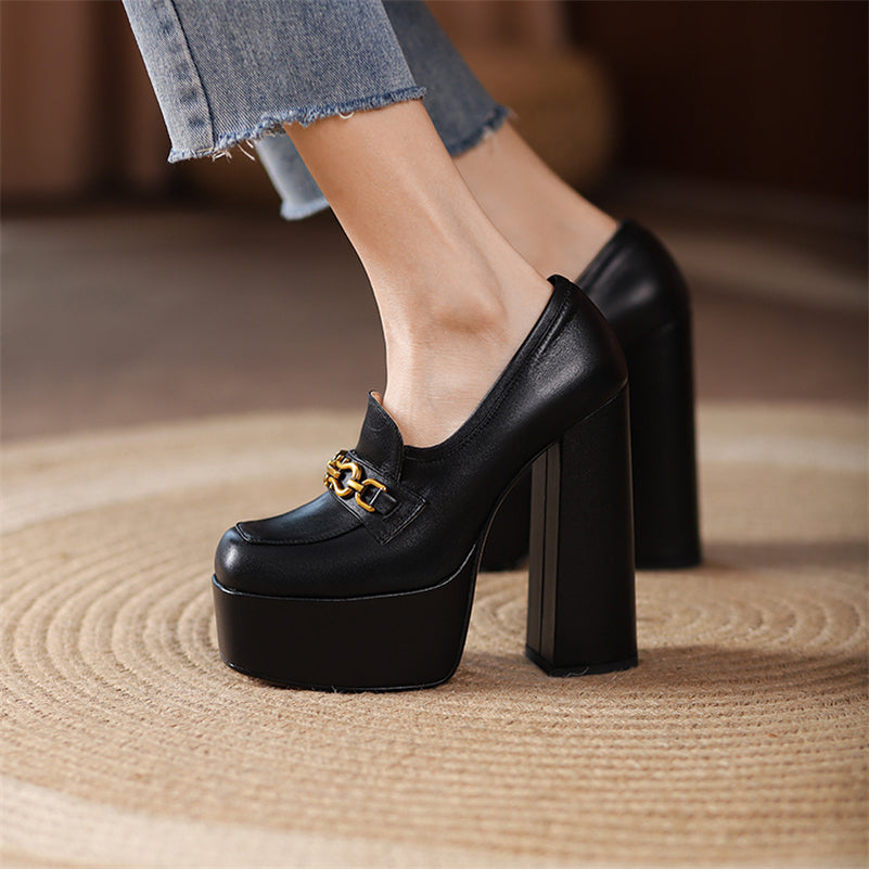 Platform Pump Shoes Color Black Size 7 for Women