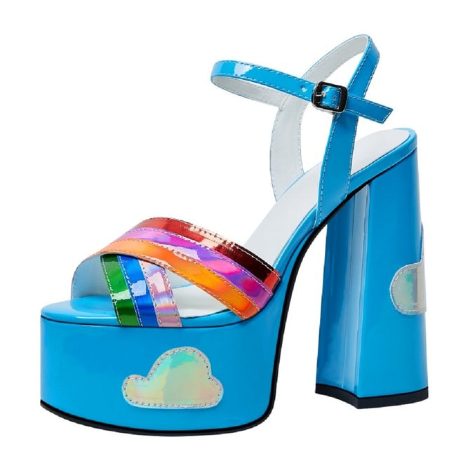 square heel sandals color sky size 5 for women