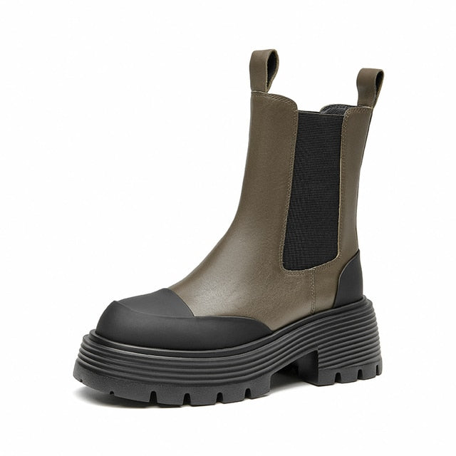 Elastic Band Boots Color Green Size 7 for Women