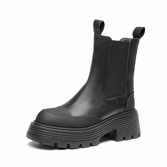 Elastic Band Boots Color Black Size 8 for Women
