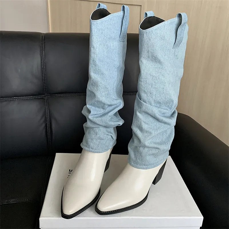 Western Boots Color Beige Size 8 for Women