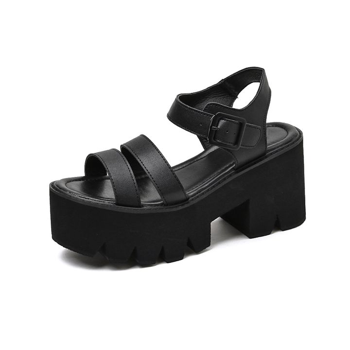 platform sandals color black size 5 for women
