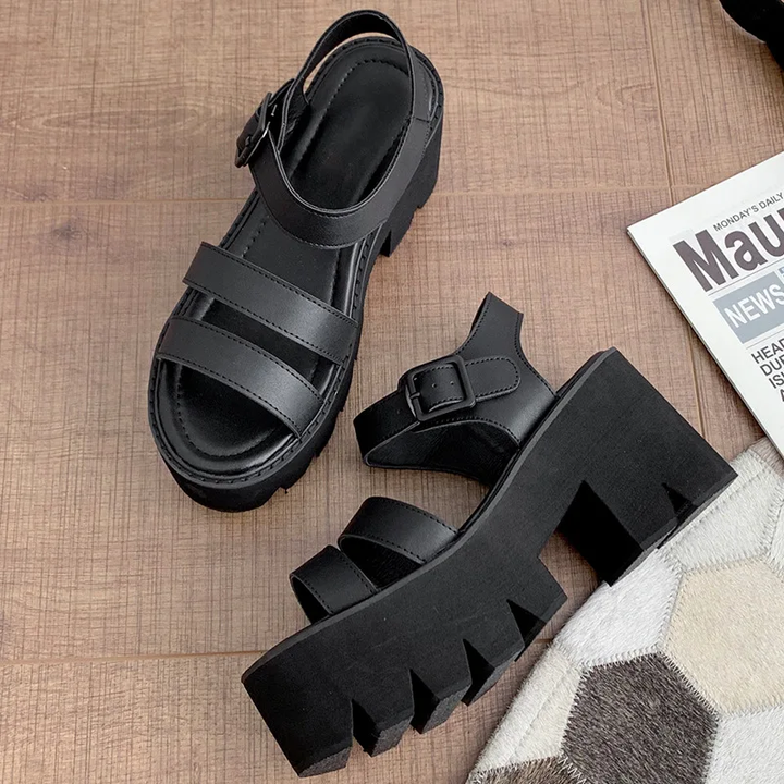 summer sandals color black size 6 for women