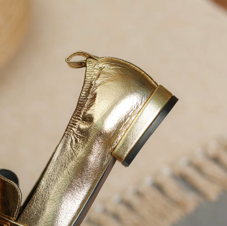 Aura Loafer | Crinkled Metallic Square-Toe