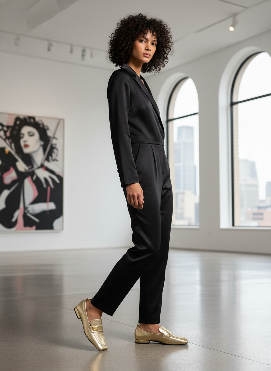 Aura Loafer | Crinkled Metallic Square-Toe