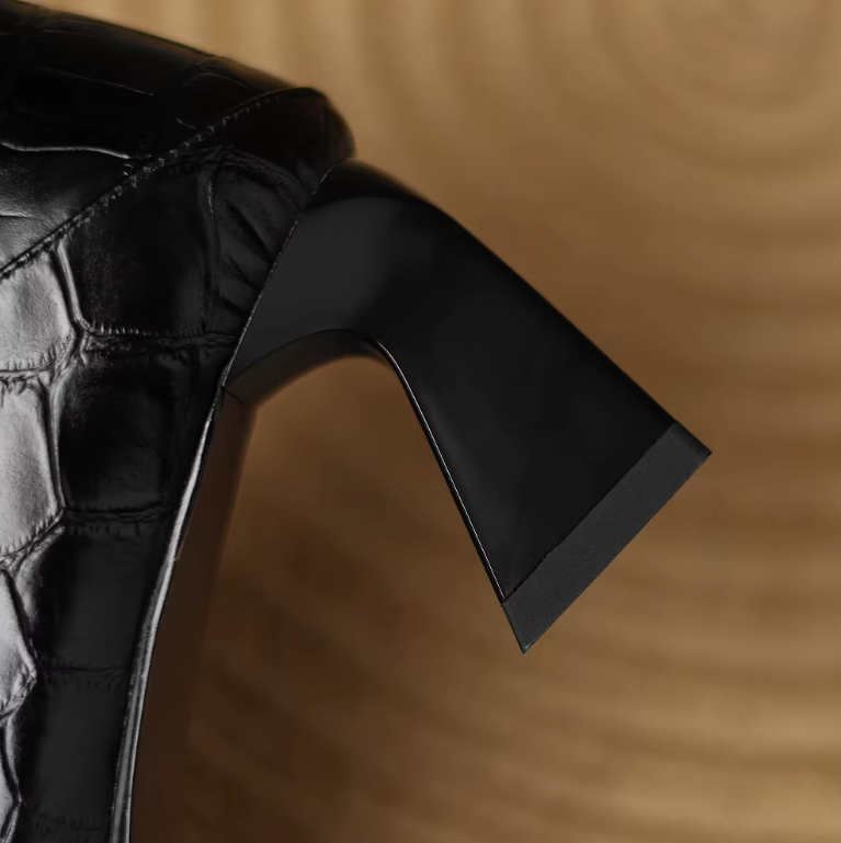 Apex Pump | Croc-Embossed Gold Cap-Toe