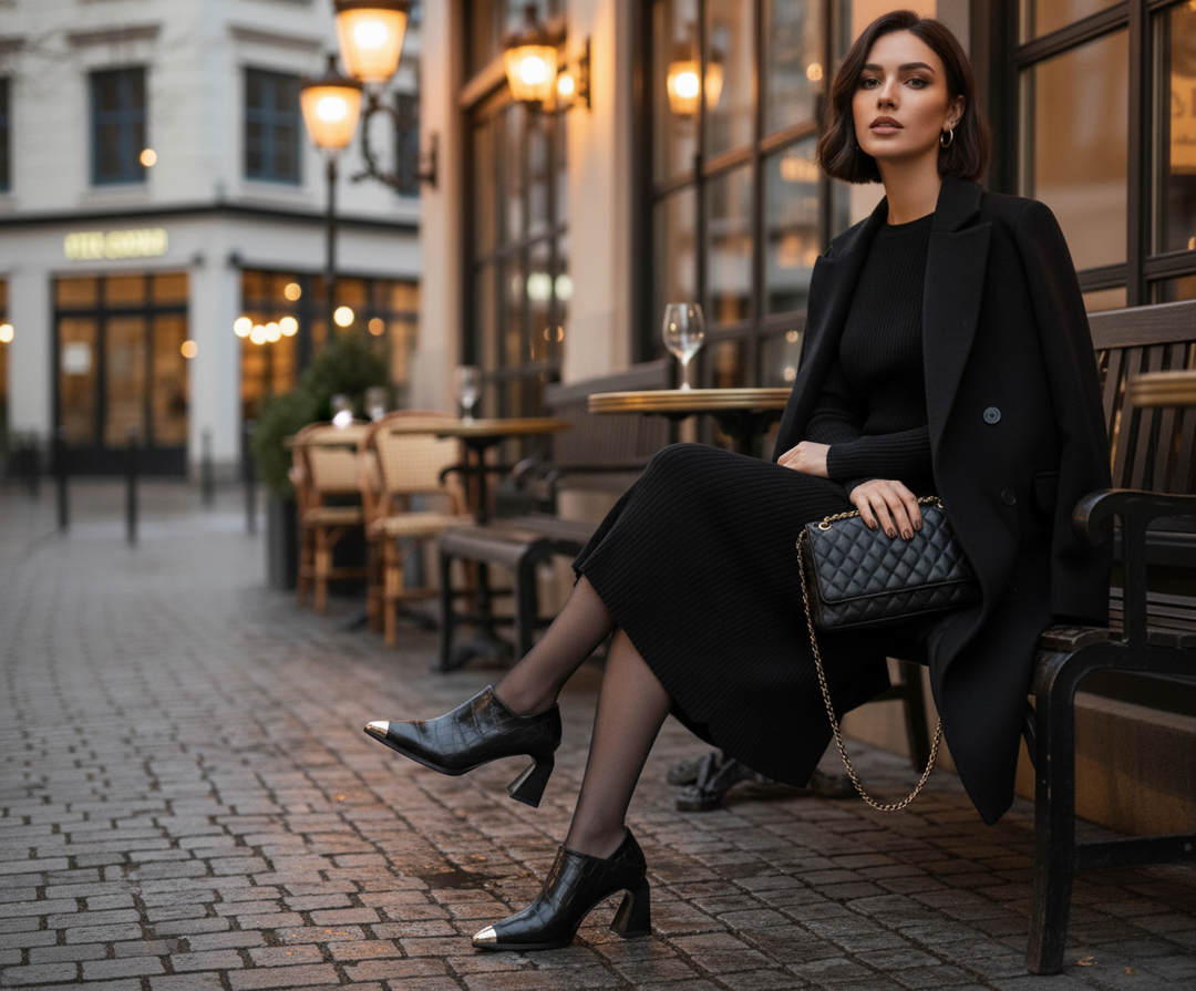 Apex Pump | Croc-Embossed Gold Cap-Toe