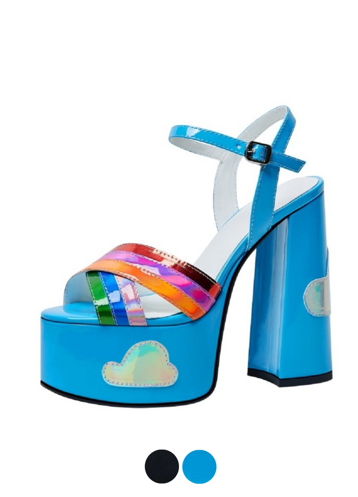 platform sandals color sky size 4.5 for women