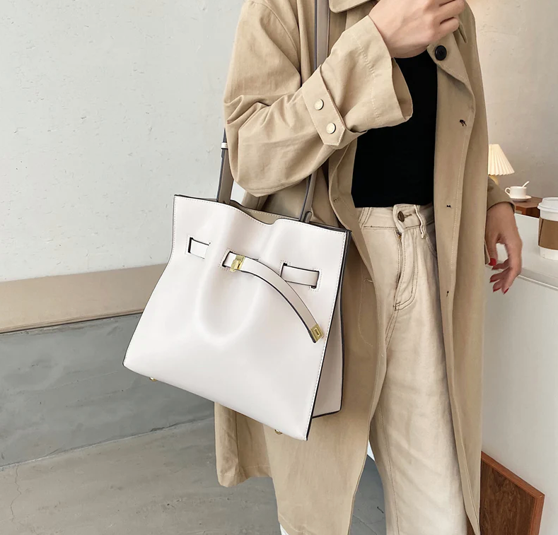 casual handbag color beige medium for women