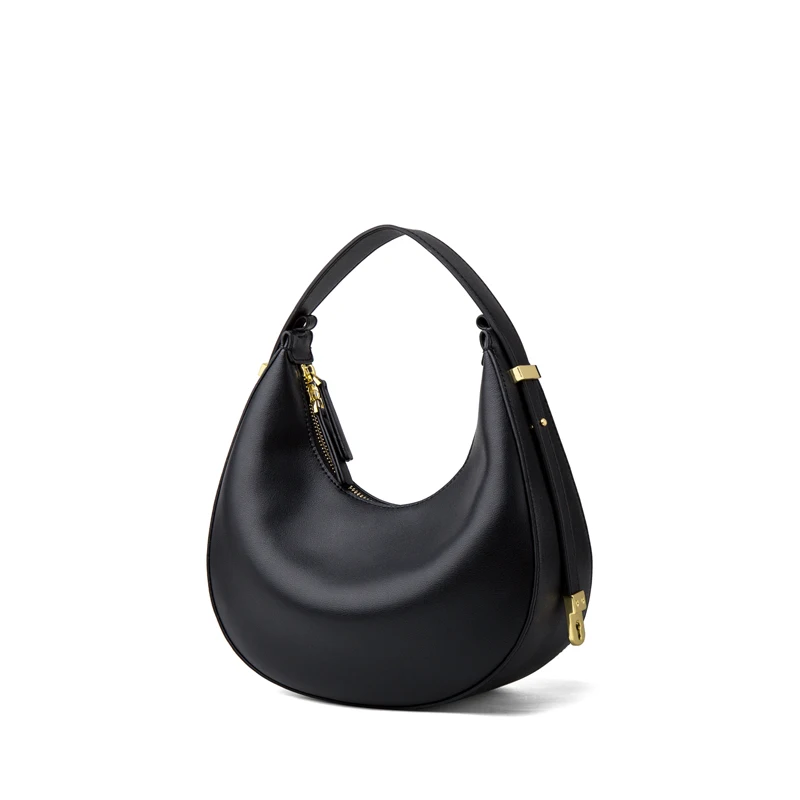 luxury genuine leather handbag color black small for women