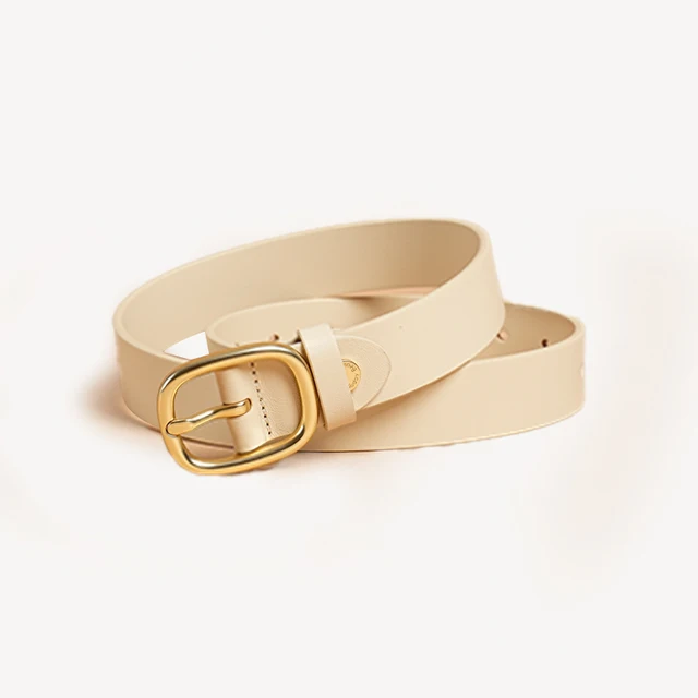 Small Leather Belt Color Beige for Women