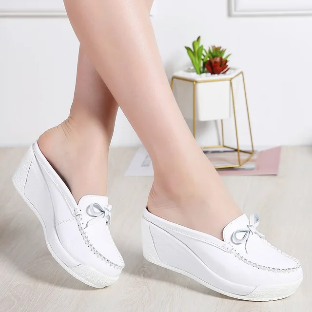 butterfly-knot wedges color white size 7 for women